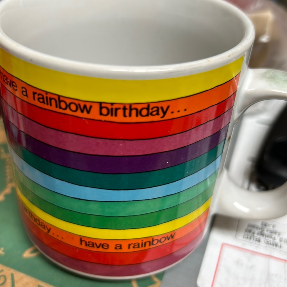 RUSS:  VINTAGE Rainbow Birthday Mug /Cup